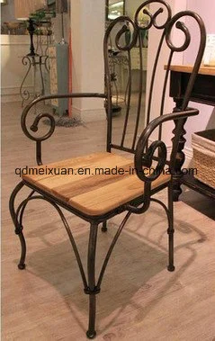 American Creative Real Wood Chair Chair Hotel Coffee Shop, Wrought Iron Dining Chair, Leisure Chair to Restore Ancient Ways Do Old Armrest (M-X3343)