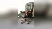 Luxury High Back PU Boss Wooden Office Swivel Reclining Real Leather Chairs