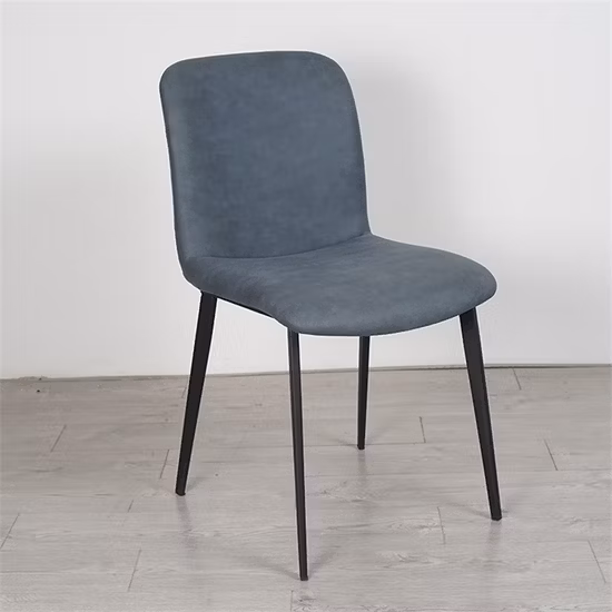 European Luxury Upholstered Restaurant Dinning Chairs Metal Metal Foot Grey Tufted Velvet Fabric Dining Chair